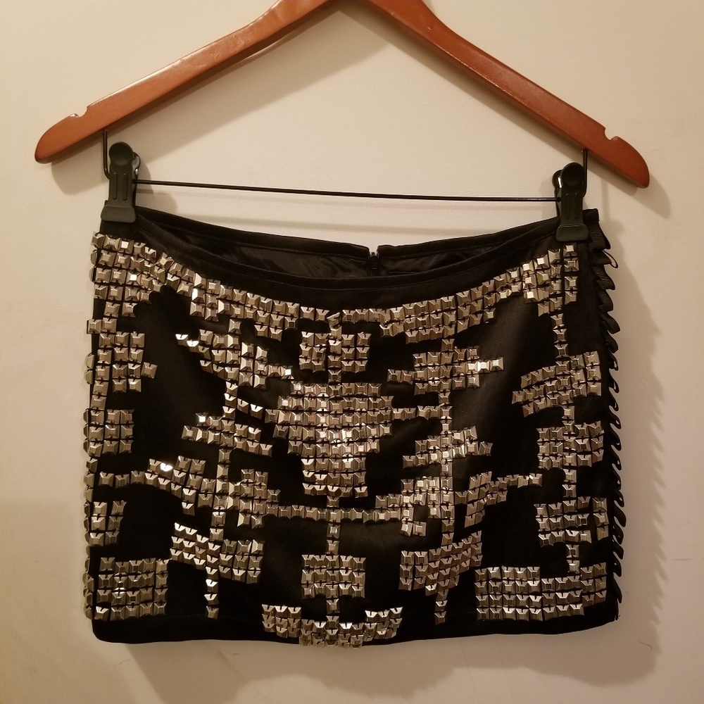 Studded Black & Silver Mini Skirt